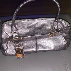 B. Makowsky Leather Silver Shoulder Bag